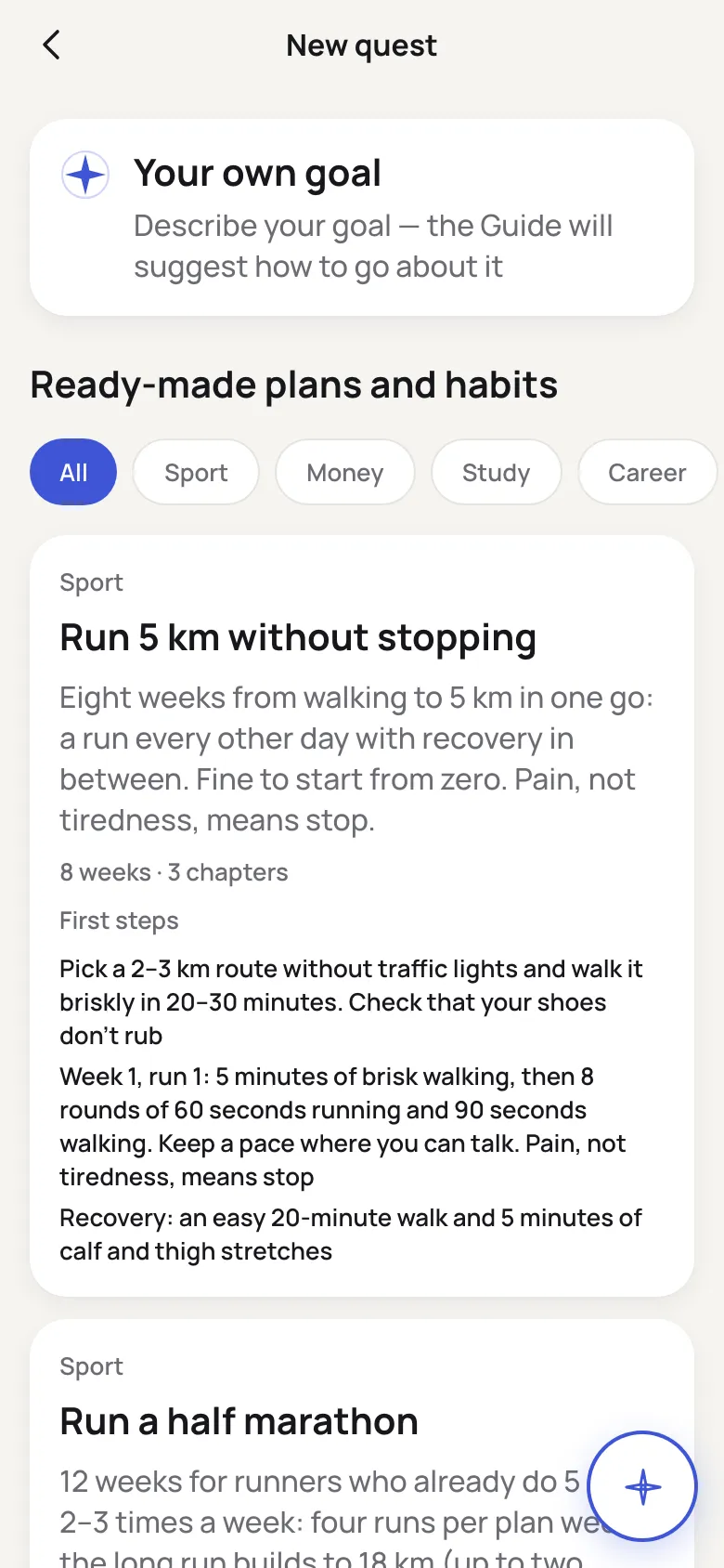 Ready-made plans and habits by category